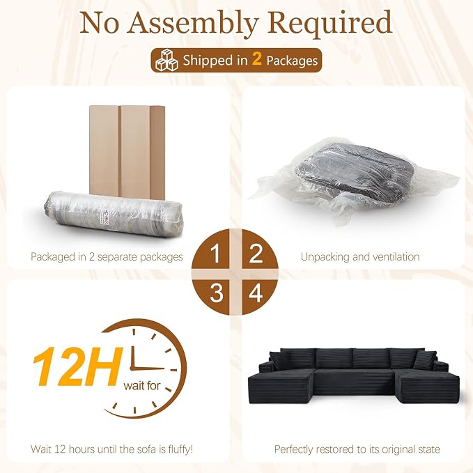 Modular Sectional Sleeper Sofa, 134 Inch Boneless Cloud Couch - Image 6