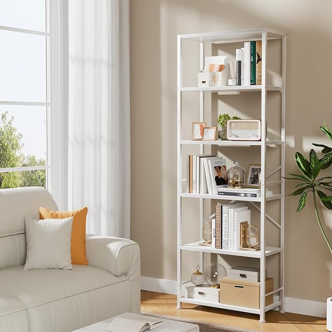 Furologee 6 Tier Book Shelf, Tall Wide Bookshelf, Modern Open Bookcase - Image 6