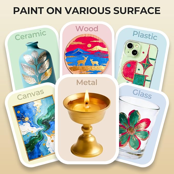 Nicpro Metallic Brass Acrylic Paint, 8.45oz/250ml Large Brass Leaf Paint - Image 3