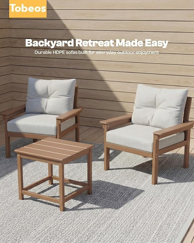 HDPE 10 Piece Outdoor Patio Furniture Set, All-Weather Outdoor Couch Set - Image 5