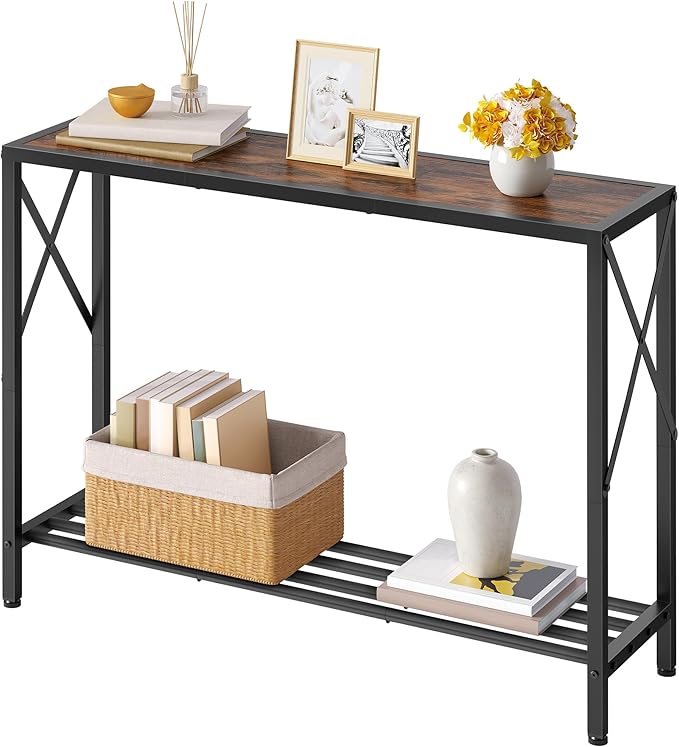 Tajsoon Console Table 41.8”, 2-Tier Industrial entryway Table, Narrow Sofa Table by Tajsoon