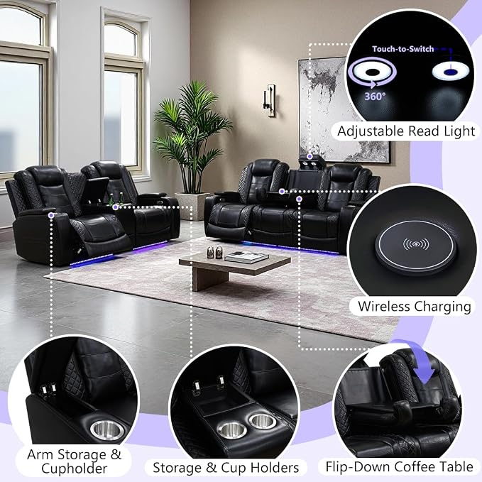 Leather Power Recliner Loveseat - Image 5