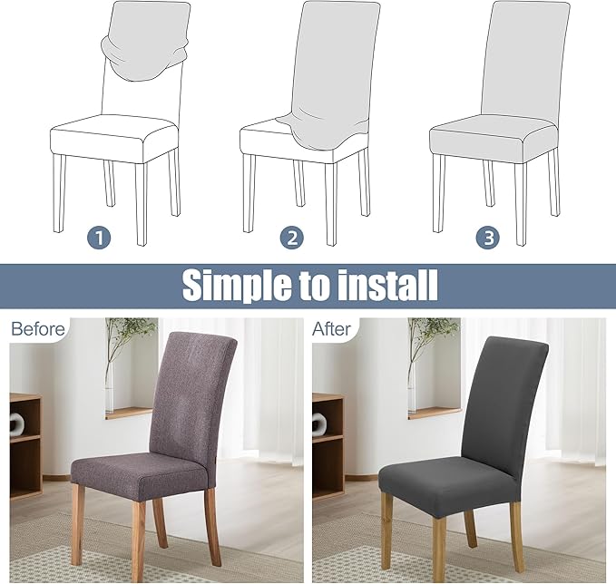 BIETYONE Stretch Dining Chair Covers Set of 8, Soft Removable Washable Kitchen - Image 4