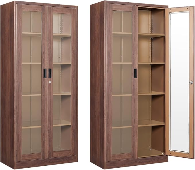 Display Cabinet with Glass Doors, Display Case Cabinet by Anxxsu