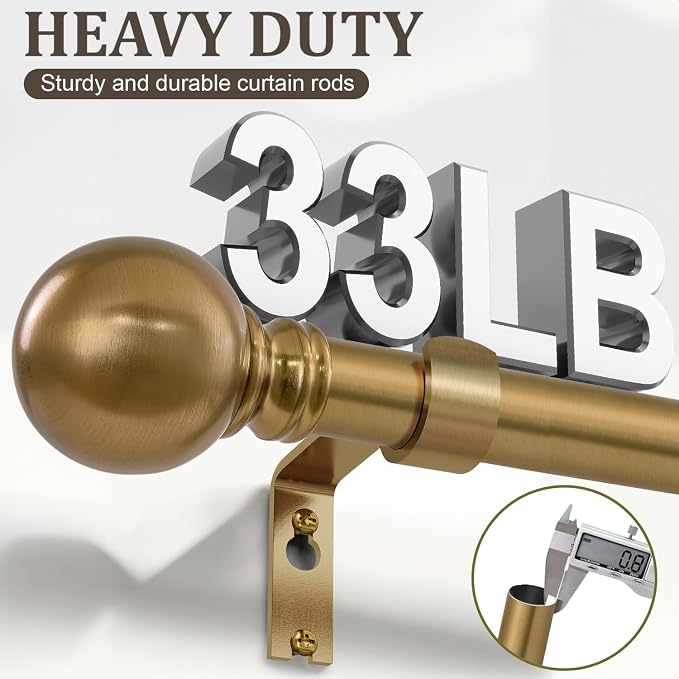 2 Pack Warm Gold Curtain Rods Set - Image 6
