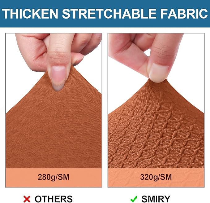Smiry Waterproof Seat Covers for Dining Room Chairs Set of 8, Stretch Jacquard - Image 4