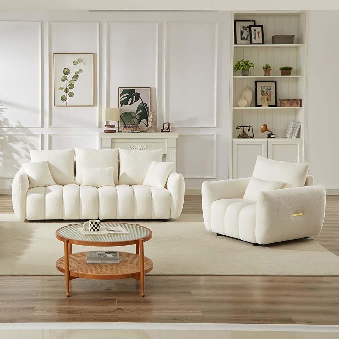 Antetek Teddy Sofa Set for Living Room, Modern Deep Seat Sofa Chair and - Image 6