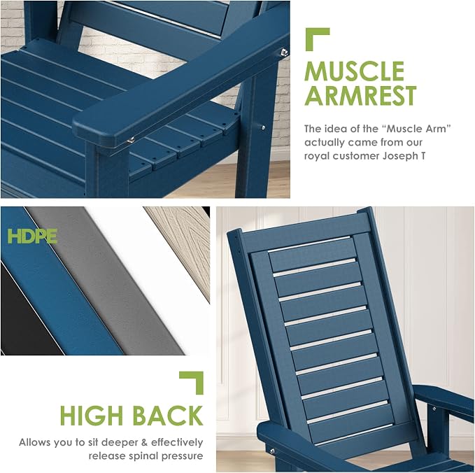 GREENVINES Outdoor Rocking Chair Set | 3-Piece | 2 Rocking Chairs - Image 7