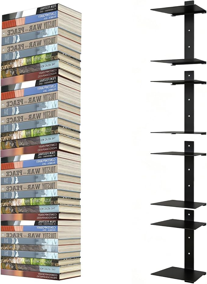 Invisible Floating Bookshelves 6 Tier, Heavy Duty Metal Book Organizer by liberty