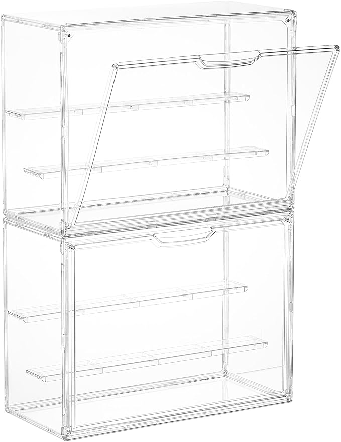 Vtopmart 2 Pack Acrylic Display Case, Stackable Figure Display Case by Vtopmart