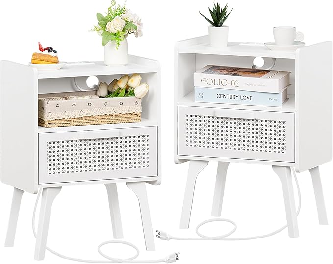 Lerliuo Rattan Nightstands set of 2 by Lerliuo