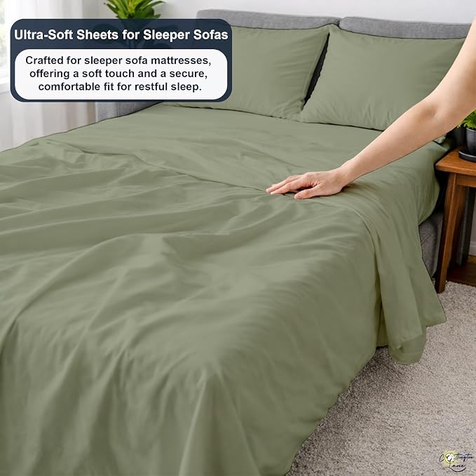 Cottington Lane Sleeper Sofa Sheets Full Size, 4 Piece Premium Quality 100% - Image 3