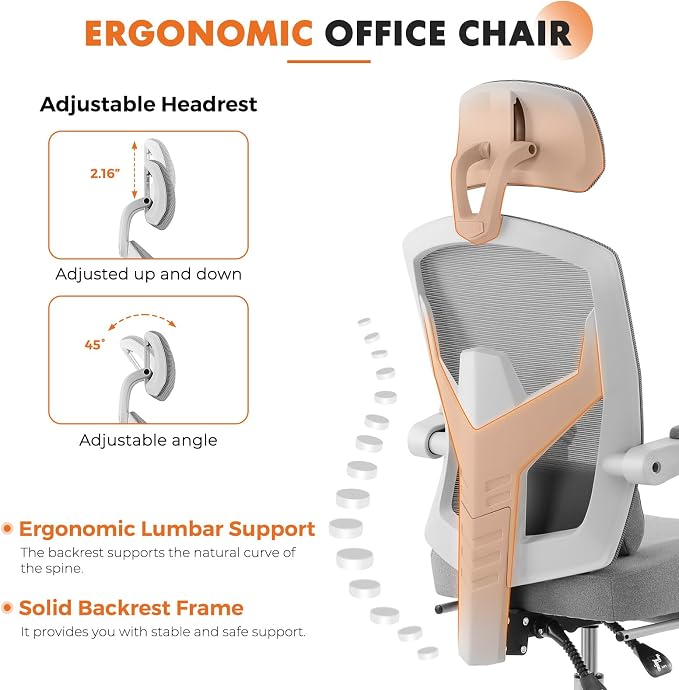 Sweetcrispy Office Computer Desk Chair Set of 2, Ergonomic High-Back Mesh - Image 5