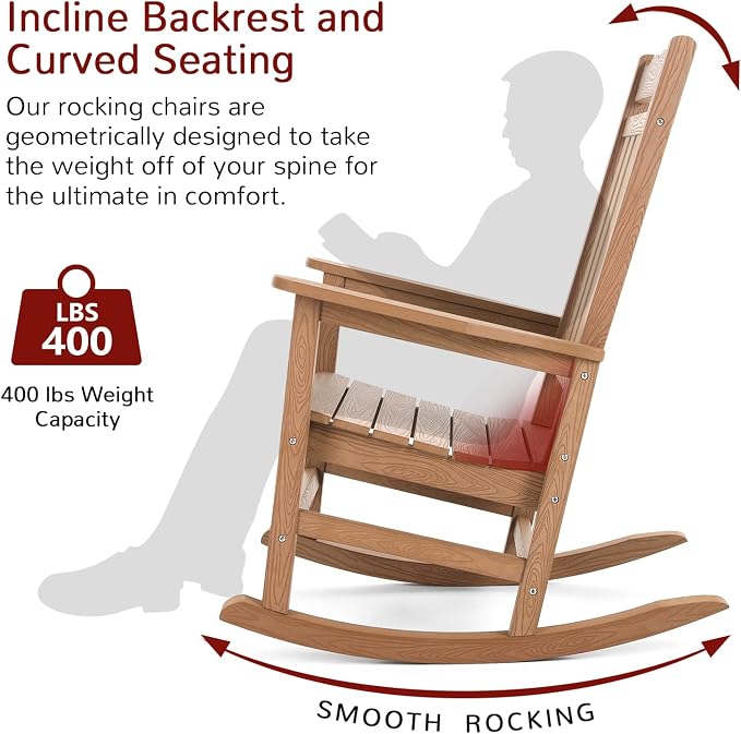 Stoog Patio Rocking Chairs Set of 2, All-Weather Outdoor & Indoor Porch Rocker - Image 5