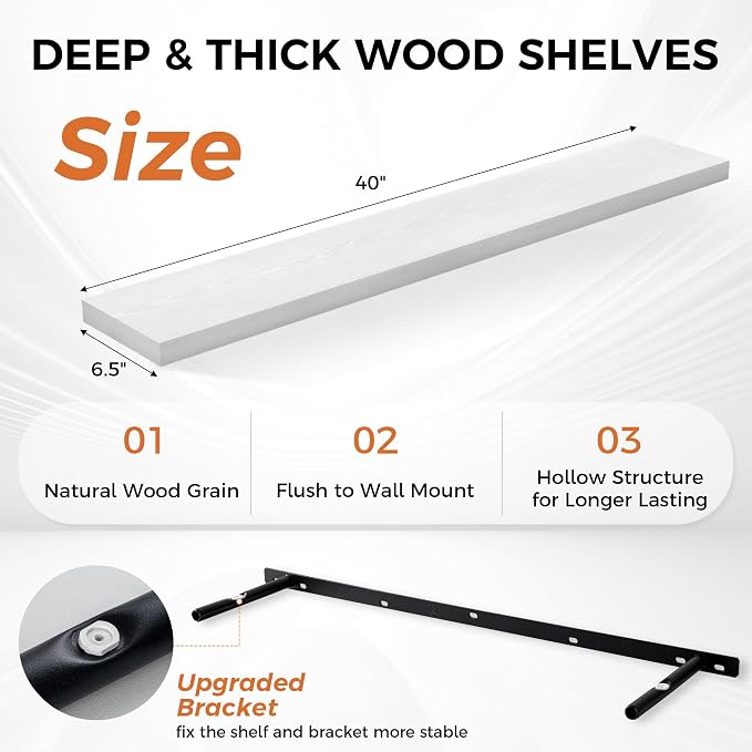 Fun Memories Floating Shelves for Wall, 40 Inch Floating Shelves for Home Decor - Image 3
