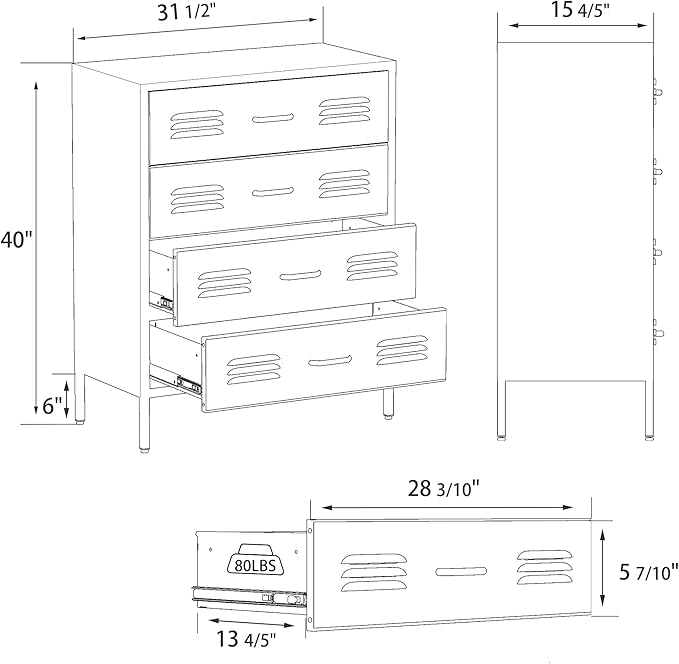 LCAOPC Black Metal 4 Drawer Dresser - Image 2