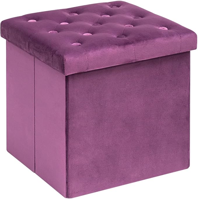 B FSOBEIIALEO Storage Ottoman Cube Velvet Tufted Folding Ottomans by BFSOBEIIALEO