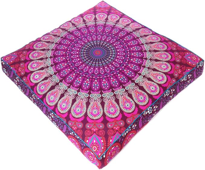 Mandala Floor Pillow Cover Meditation Cushion Seating Throw Hippie Round by EyesofIndia