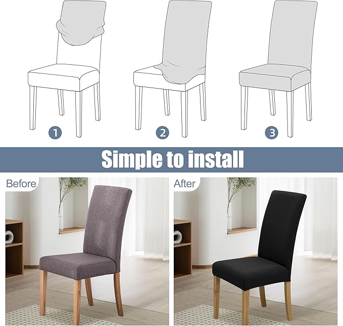 BIETYONE Stretch Dining Chair Covers Set of 6, Soft Removable Washable Kitchen - Image 4