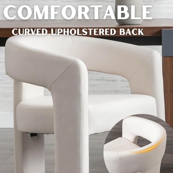 RIVOVA Modern Barrel Dining Chairs Set of 4, Linen Upholstered Accent Side Chair - Image 4