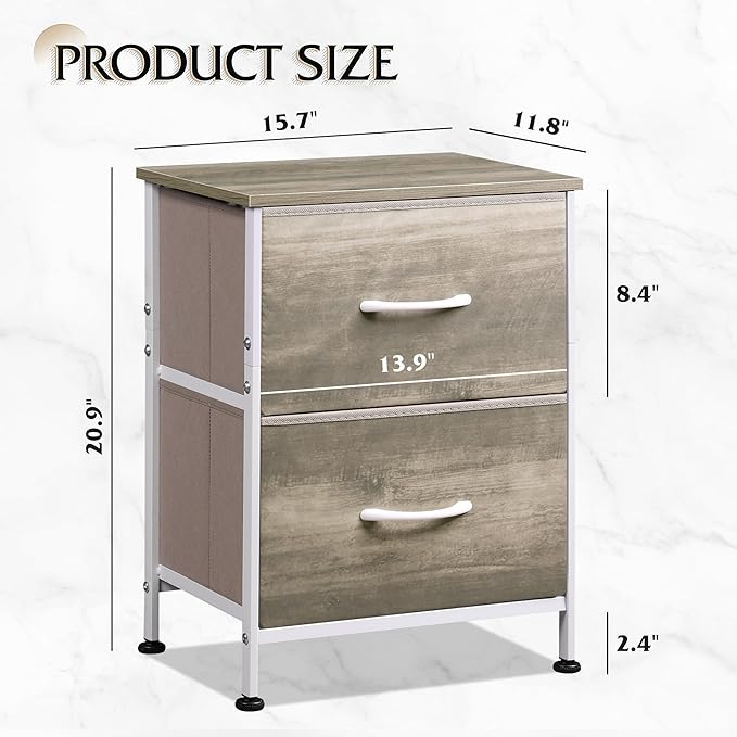 WLIVE Nightstand, 2 Drawer Dresser - Image 3