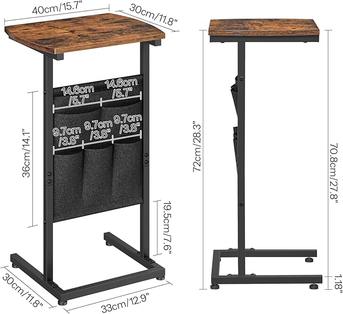 HOOBRO C Shaped End Table, 28.3" Side Table - Image 3