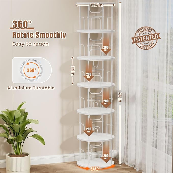 ALLSTAND 6 Tier Rotating Bookshelf, 360 ° Display Stackable Spinning Bookshelf - Image 2