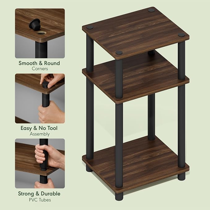 Furinno JUST Side Table, 3-Tier End Table, Open Shelves Night Stand, Bedside - Image 4