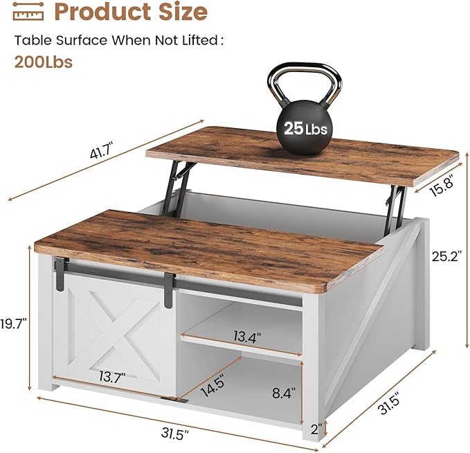 SEDETA 31.5" Lift Top Coffee Table - Image 2