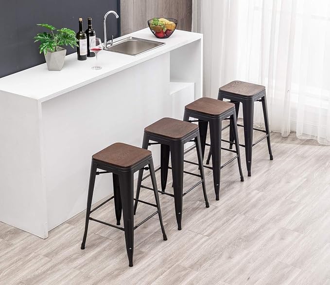 HAOBO Home 26" Backless Metal Counter Stool Height Bar Stools Barstools - Image 9