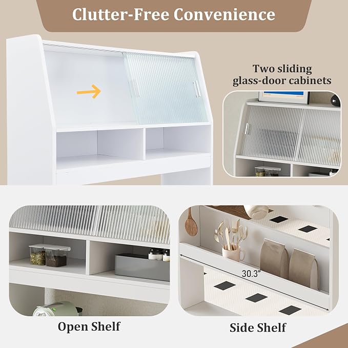 Spaco 2-in-1 Folding Dining Table and Buffet Cabinet Set, Compact Pull-Out - Image 3