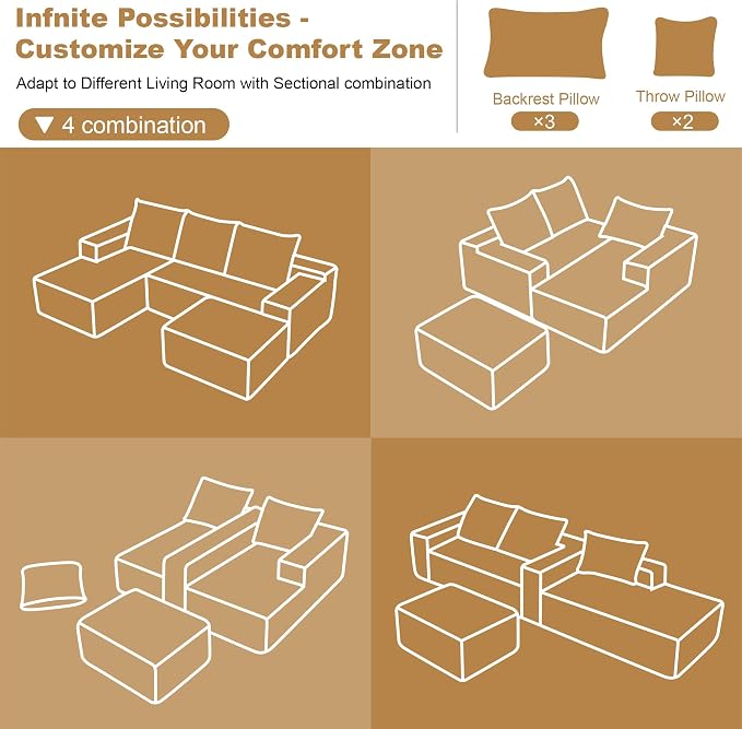 AUGOP 108" Sectional Couches for Living Room Modern Modular Sofa - Image 8