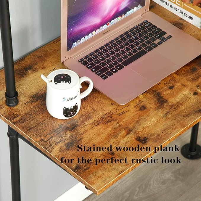ZIOTHUM Wall Mounted Desk with Shelves, Industrial Ladder Style Floating Desk - Image 6