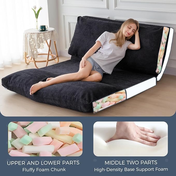 MAXYOYO Folding Sofa Bed, Extra Thick and Long Floor Sofa Convertible Sleeper - Image 4