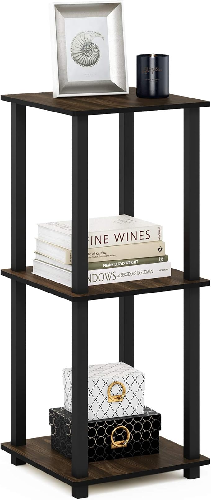 Furinno SIMPLISTIC Side Table Set of 2, 2-Tier Square Modern End Table - Image 5
