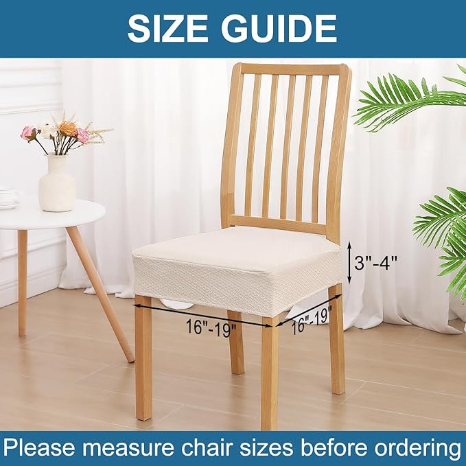Smiry Waterproof Seat Covers for Dining Room Chairs Set of 2, Stretch Jacquard - Image 2