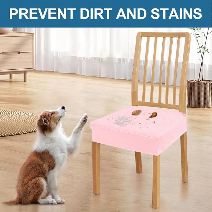 Smiry Waterproof Seat Covers for Dining Room Chairs Set of 2, Stretch Jacquard - Image 6