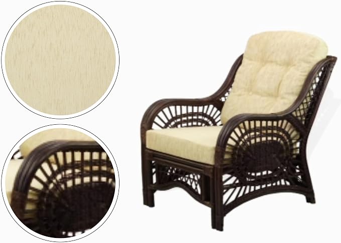 Malibu Lounge Set of 4: 2 Natural Rattan Wicker Chairs, Three-Seater Sofa - Image 7