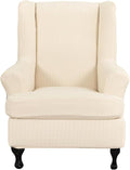 KRFOONN Stretch Wing Chair Slipcovers Jacquard 2 Piece Wingback Chair Covers by KRFOONN