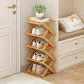 Foldable Shoe Rack, Bamboo Vertical Shoe Organizer Tall by XZXWZX