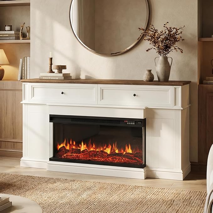 63" Farmhouse TV Stand with Fireplace - Image 7