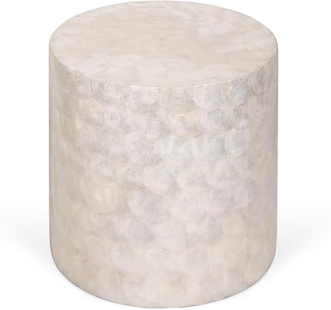 East at Main Capiz Shell Side Table – White Accent Table, Small Decorative by EastatMain