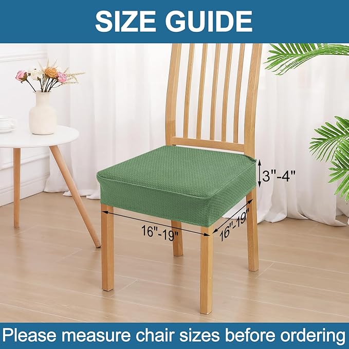 Smiry Waterproof Seat Covers for Dining Room Chairs Set of 4, Stretch Jacquard - Image 2