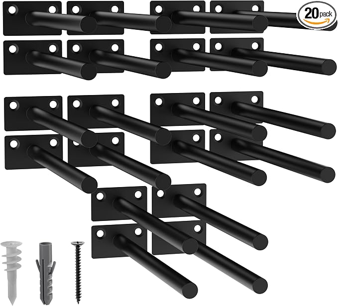 LEOPO Black 20-Pack 8 inch Floating Shelf Brackets, Hidden Shelf Bracket by FinestHomeDecor