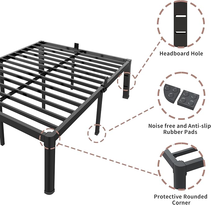 ROIL 12 inch King Size Bed Frame Metal Platform No Box Spring Needed - Image 6
