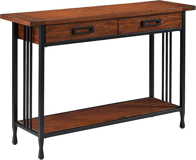 Leick Home 11233 Ironcraft Rustic Two Drawer Hall Console Sofa Table - Image 4