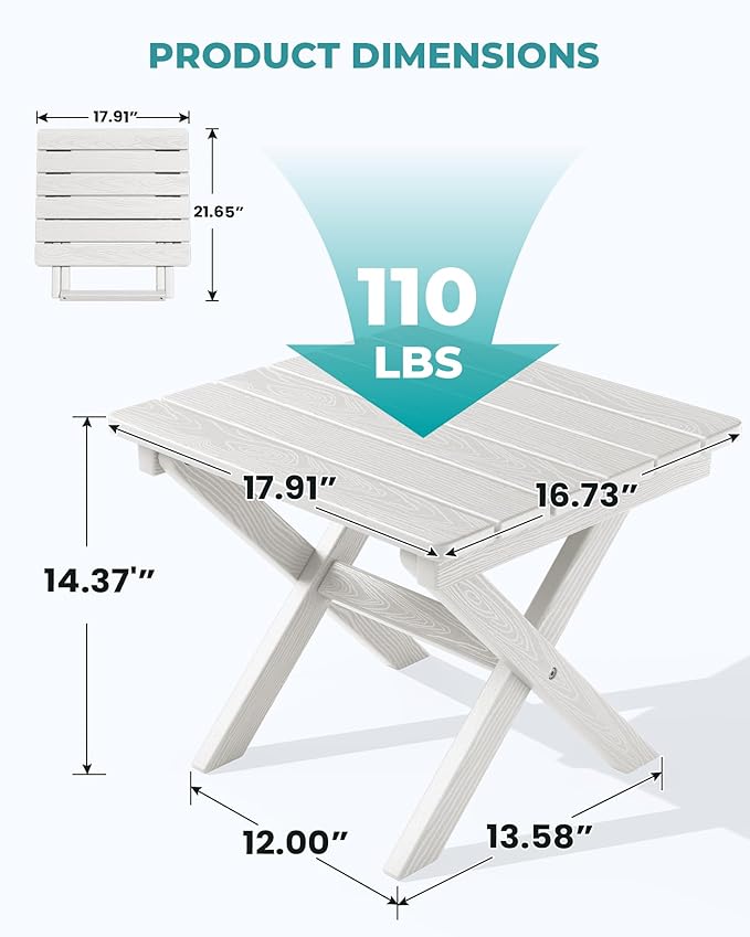 SERWALL Folding Outdoor Side Table Set of 2, Portable Adirondack Side Table - Image 3