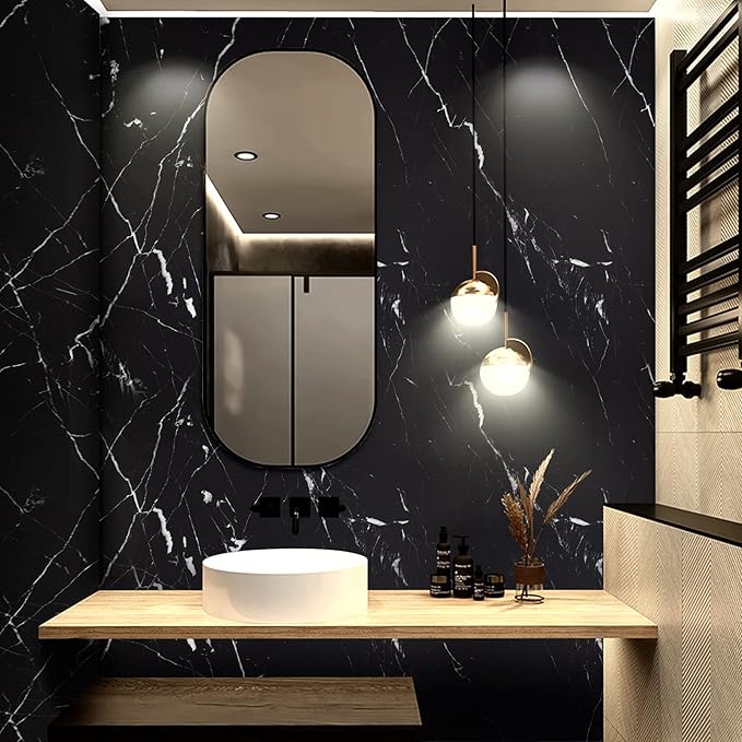 practicalWs 23.6''×118'' Marble Contact Paper Black/White Peel and Stick - Image 7
