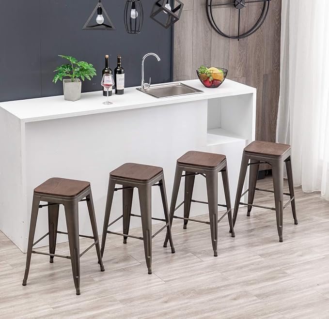 30" Backless Metal Counter Stool Height Bar Stools - Image 7