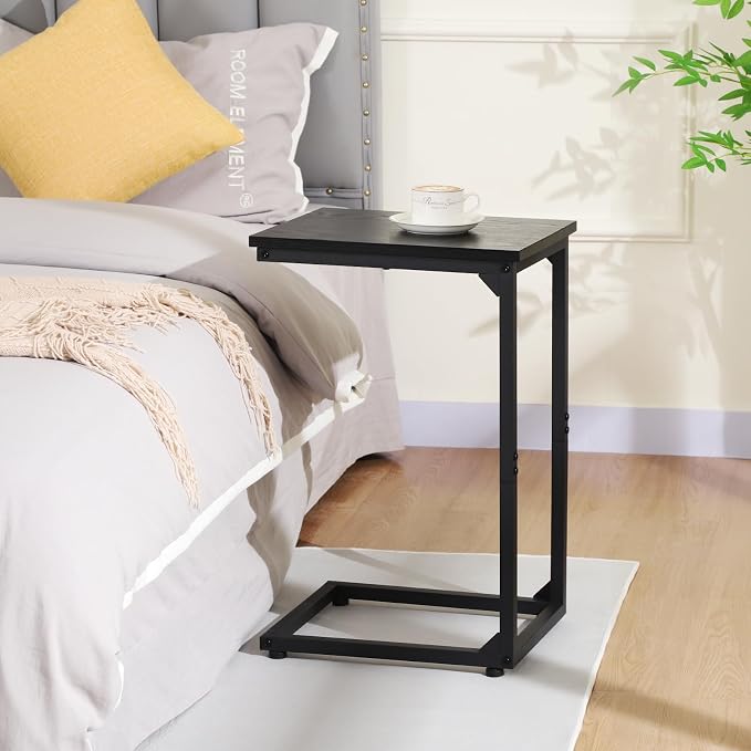 AMHANCIBLE C Shaped End Table, Couch Tables that Slide Under, TV Tray Snack - Image 2